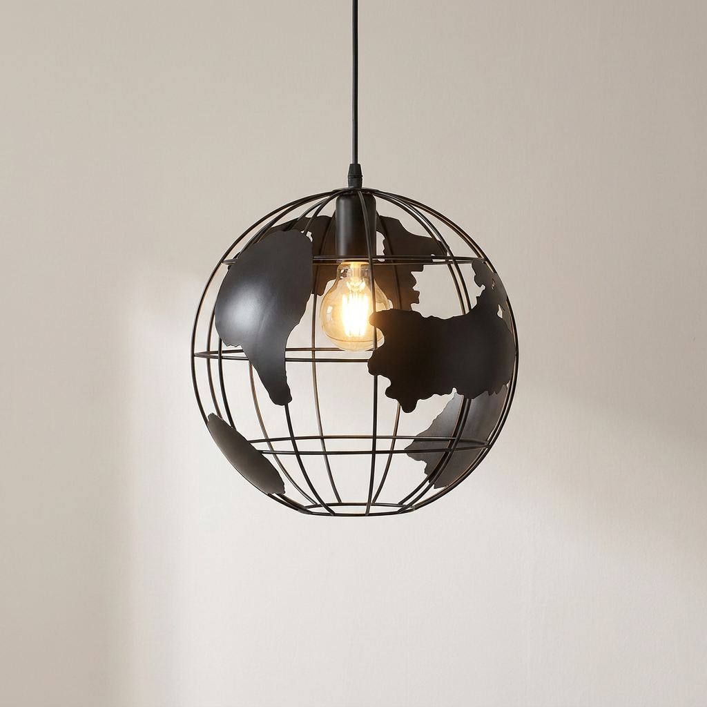 Suspension avec motif de carte du monde