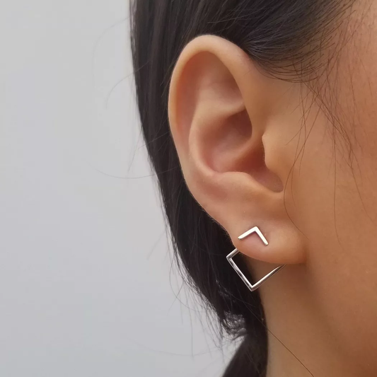 Boucles d’oreilles géométriques argentées