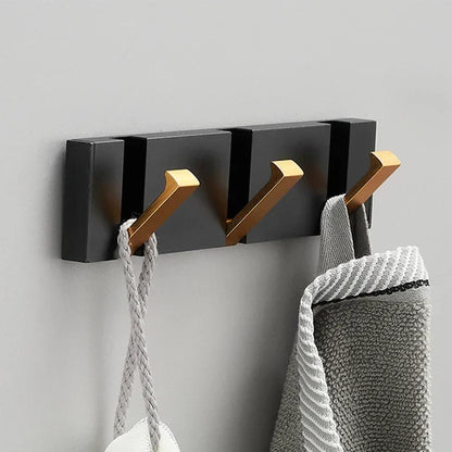 Wall-mounted coat rack with folding hooks