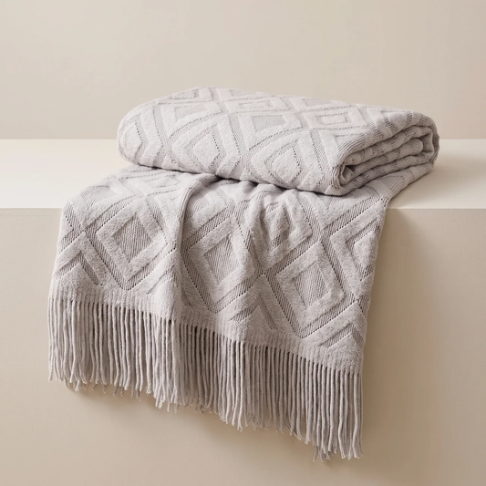 Plaid couvre-lit à franges