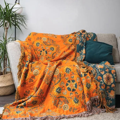 Floral cotton blanket