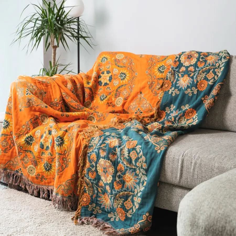 Floral cotton blanket