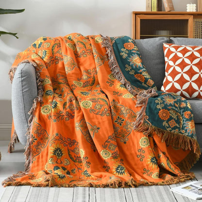 Floral cotton blanket