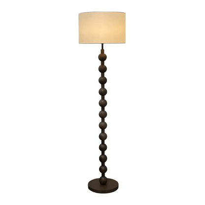 Lampa podłogowa w stylu Japandi z drewnianą konstrukcją i gwintem E27