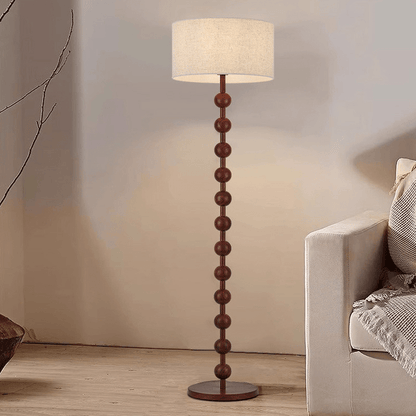 Lampa podłogowa w stylu Japandi z drewnianą konstrukcją i gwintem E27