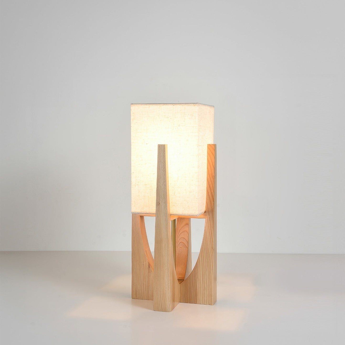 Lampa podłogowa LED E27 drewniana z abażurem tekstylnym 16–20W