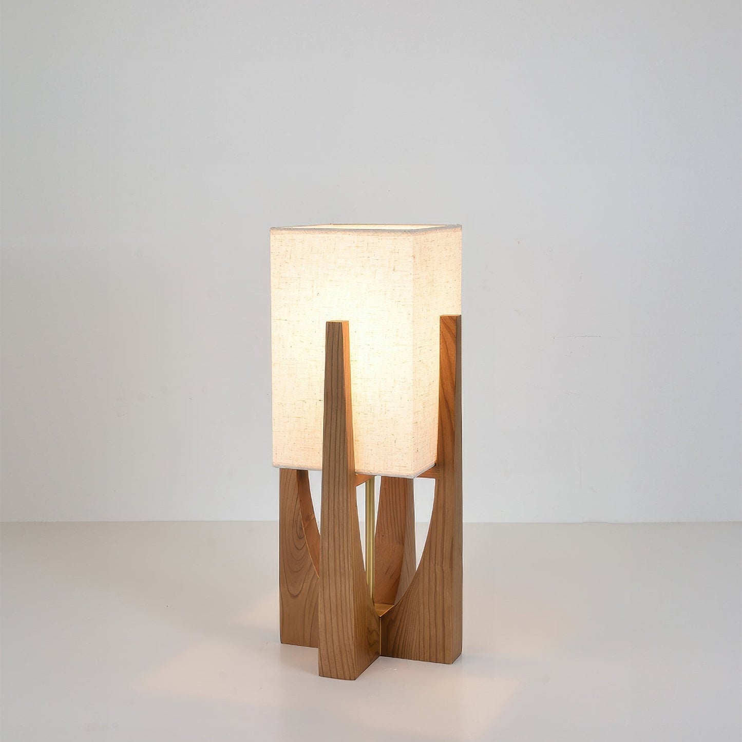 Lampa podłogowa LED E27 drewniana z abażurem tekstylnym 16–20W