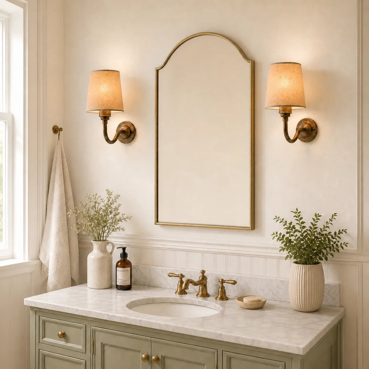 Brass wall sconce