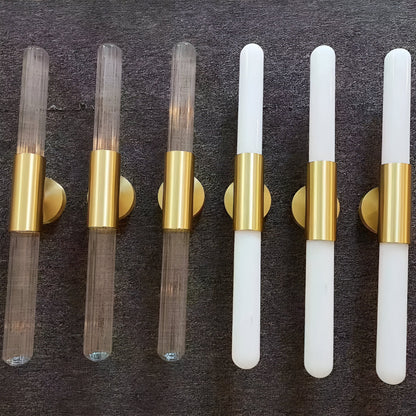 Applique linéaire en verre et laiton