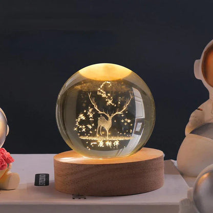 Lampka nocna LED kula z grawerem 3D i zasilaniem USB do wnętrz