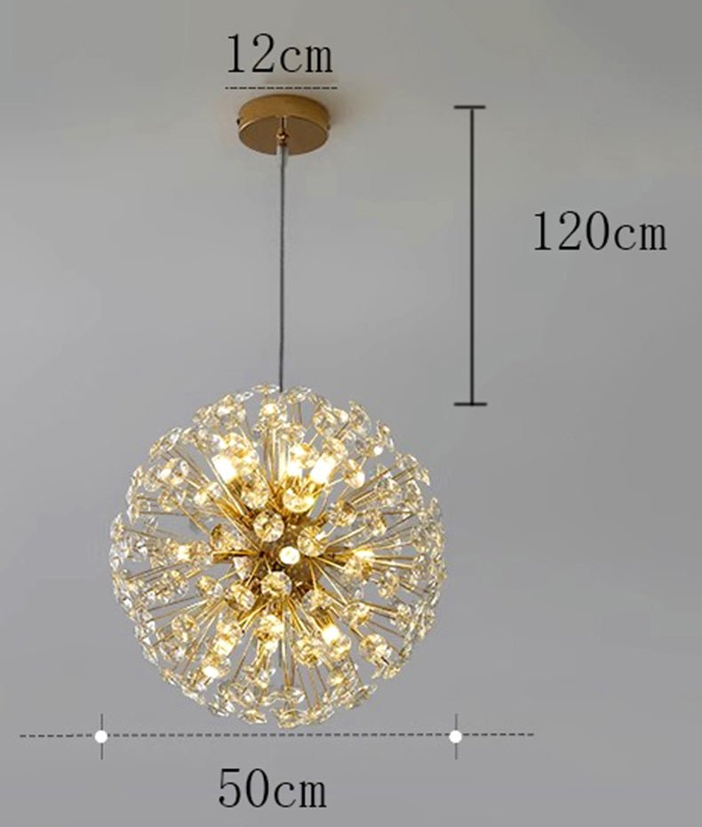 Żyrandol kryształowy LED z funkcją ściemniania i pilotem do salonu i jadalni