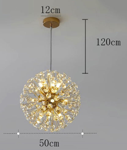 Żyrandol kryształowy LED z funkcją ściemniania i pilotem do salonu i jadalni