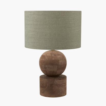 Dřevěná stolní lampa s lněným stínidlem