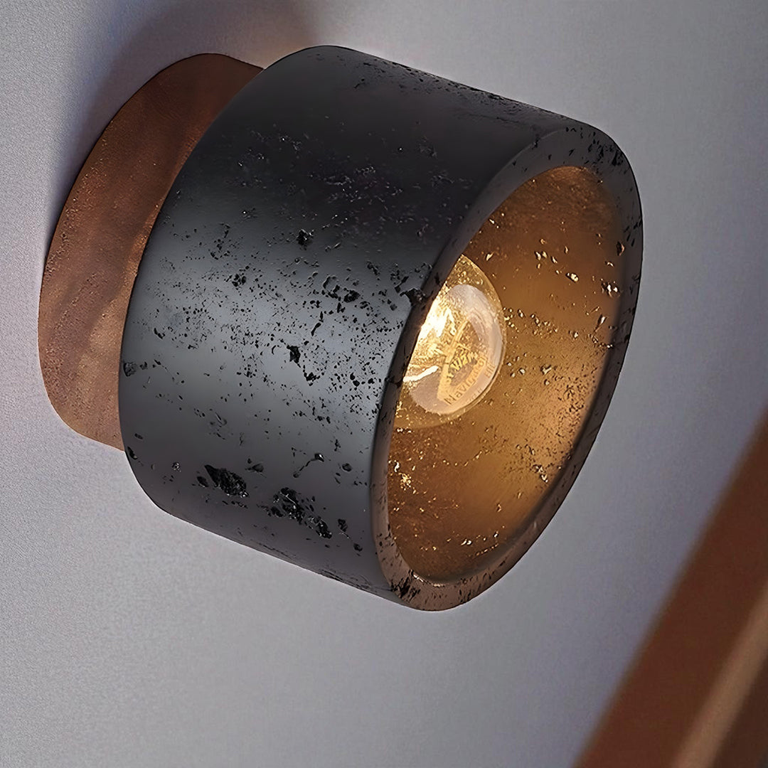 Black and wood ceiling lamp