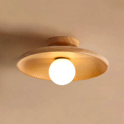 Round wooden ceiling lamp
