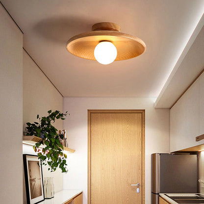 Round wooden ceiling lamp