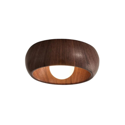 Round wood-effect ceiling lamp