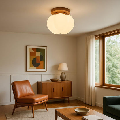 Ceiling lamp with a floral shade