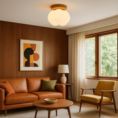 Ceiling lamp with a floral shade