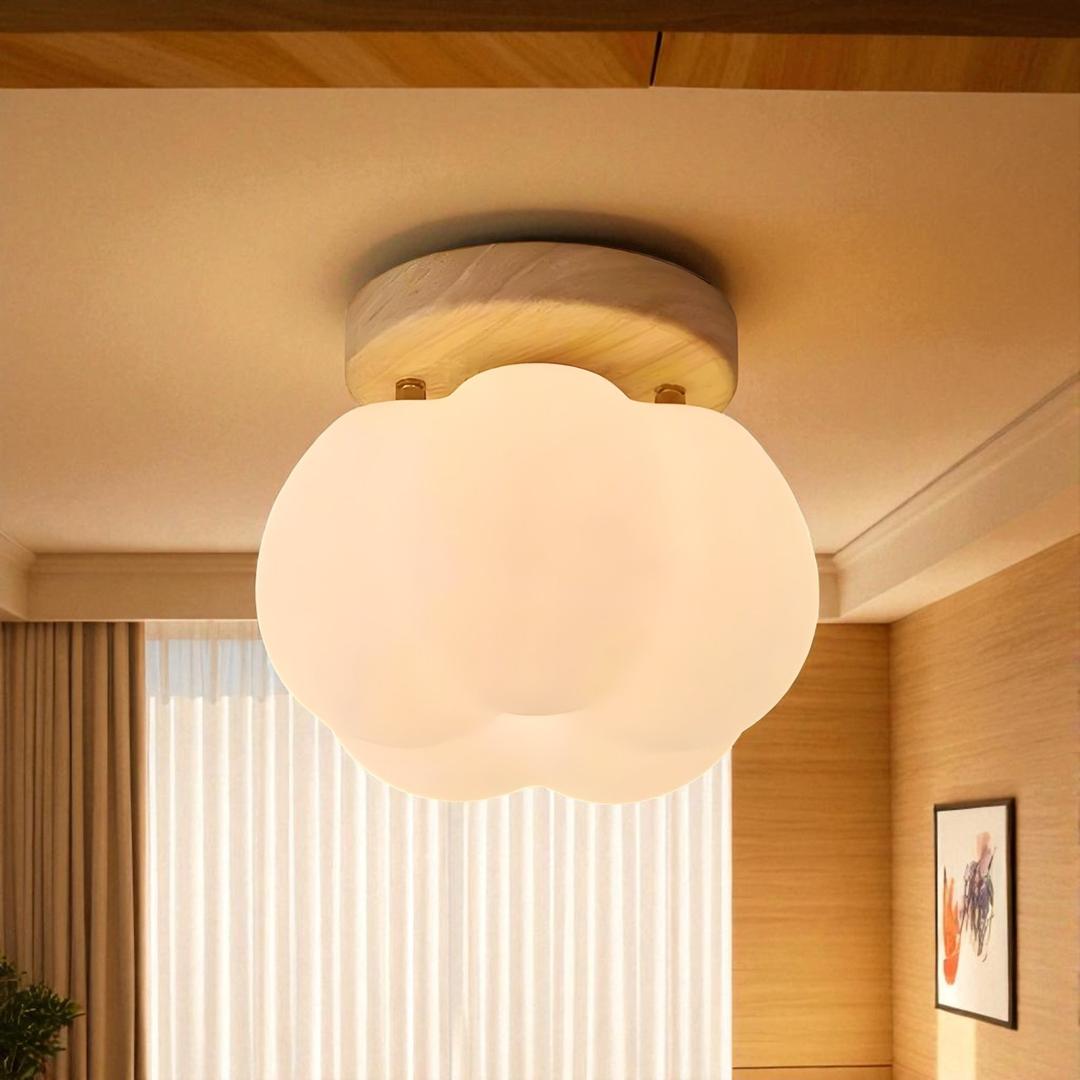 Ceiling lamp with a floral shade