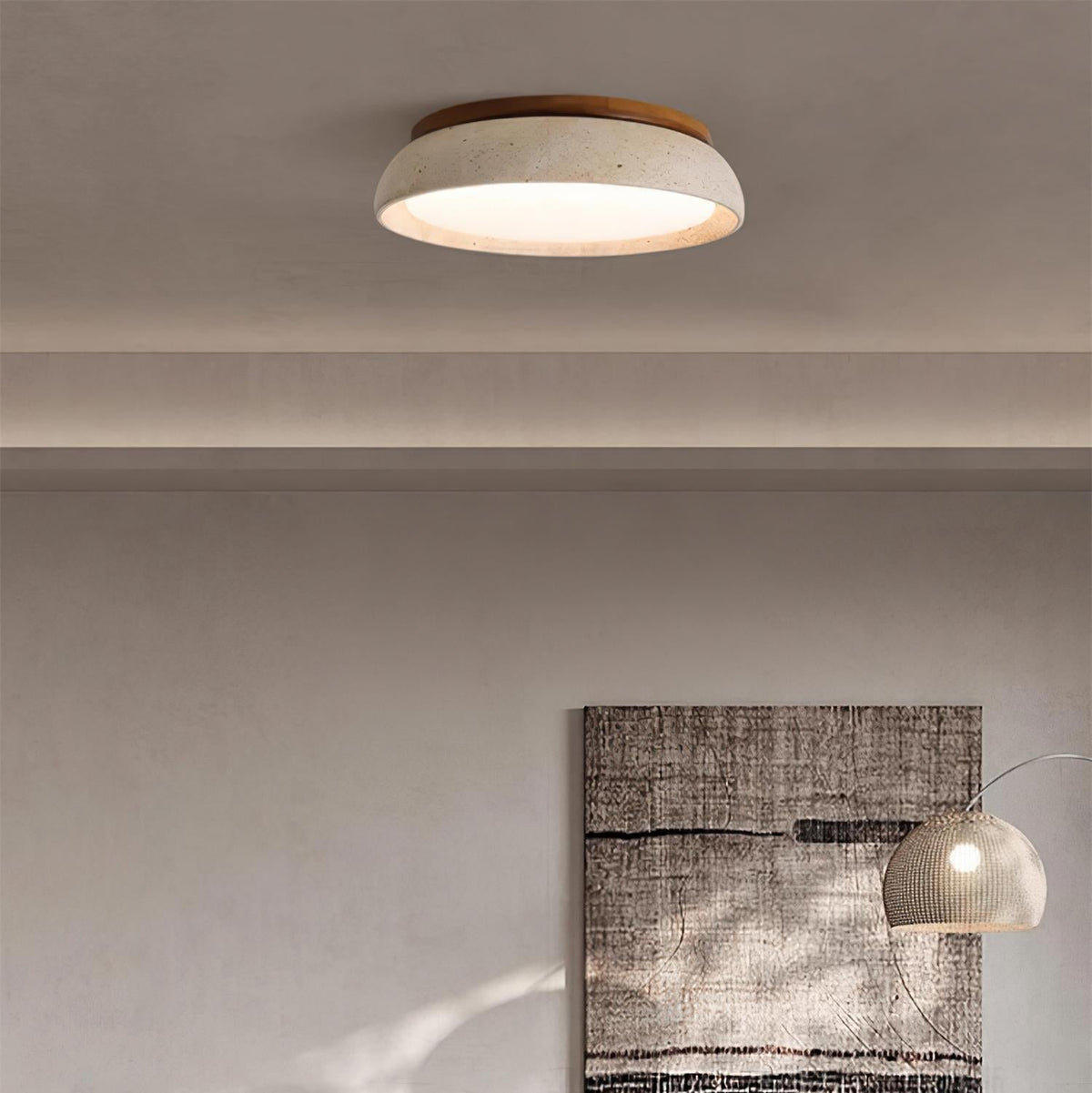 Stropní lampa z travertinu