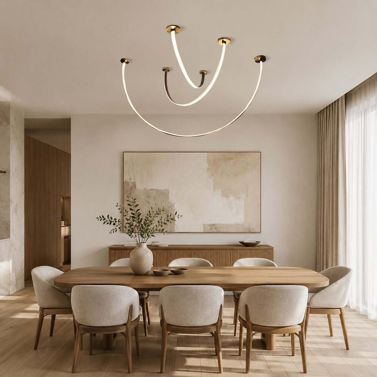 LED ceiling lamp with curved arms