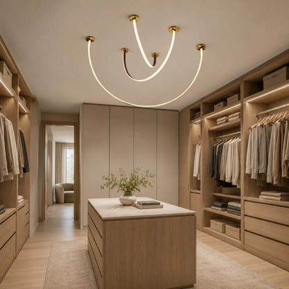 LED ceiling lamp with curved arms
