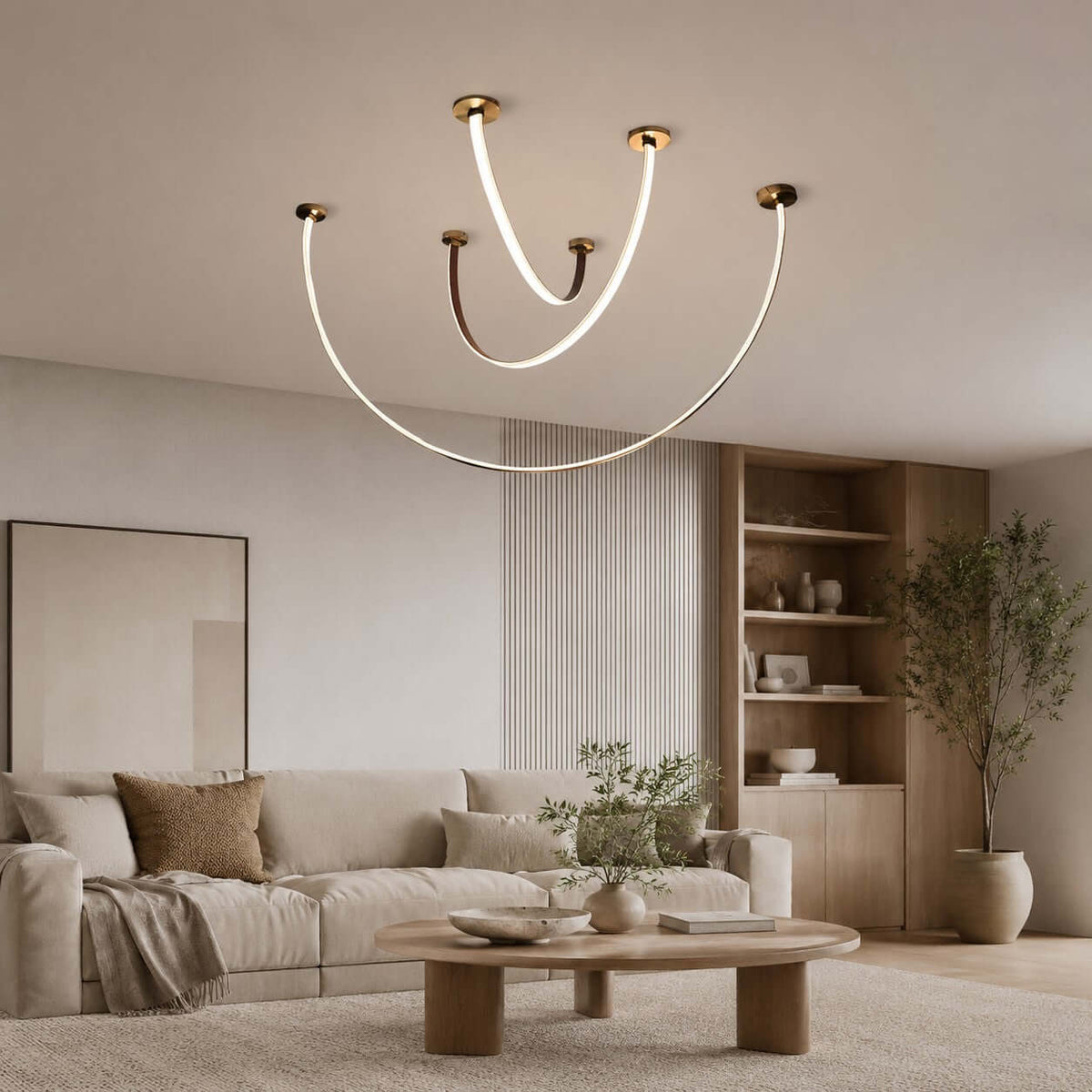 LED ceiling lamp with curved arms