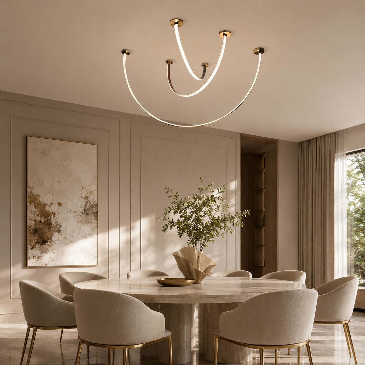LED ceiling lamp with curved arms