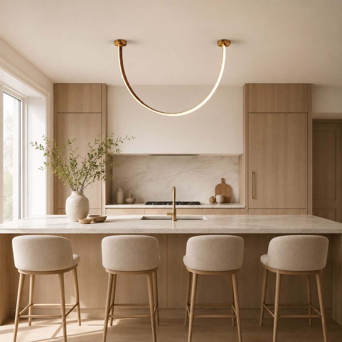 LED ceiling lamp with curved arms