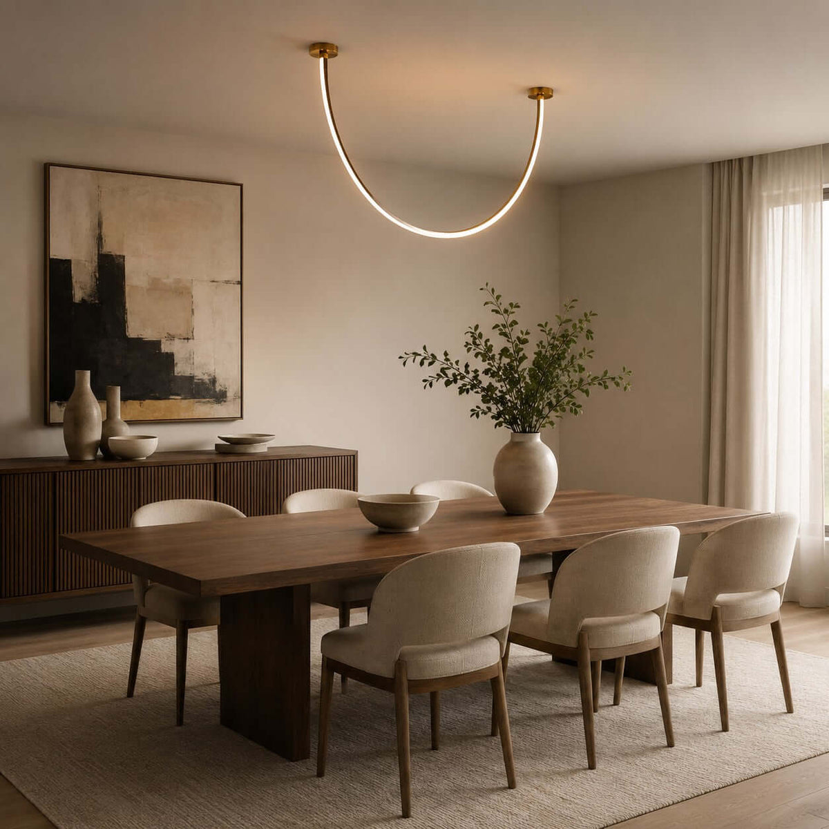 LED ceiling lamp with curved arms
