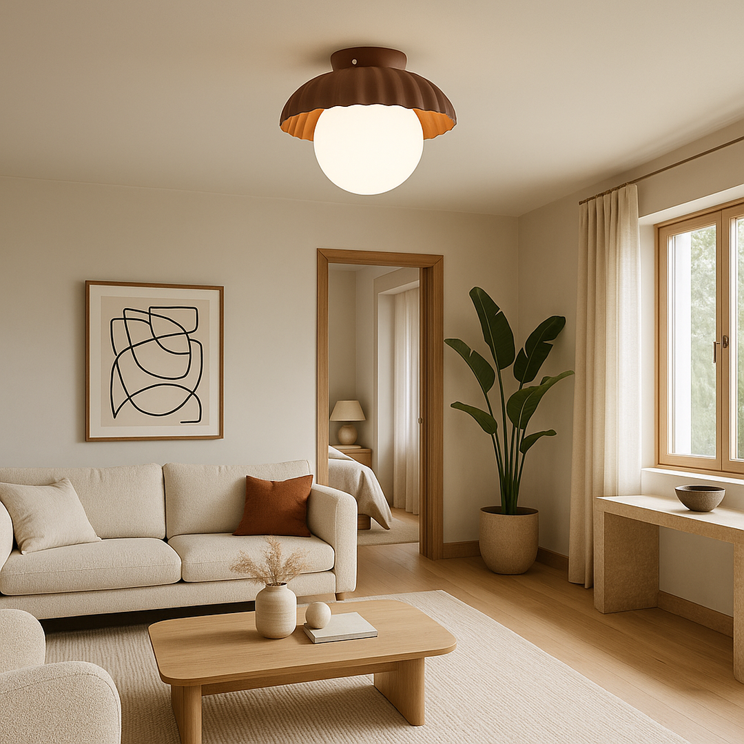 Lampa sufitowa z kloszem muszlowym