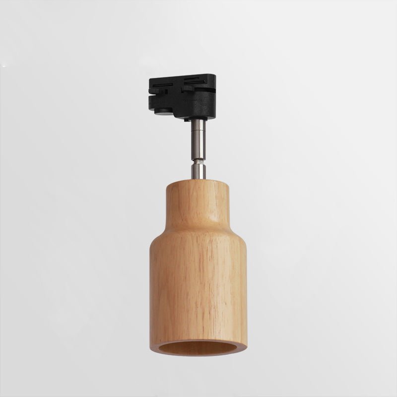 Lampa szynowa z drewnianymi kloszami