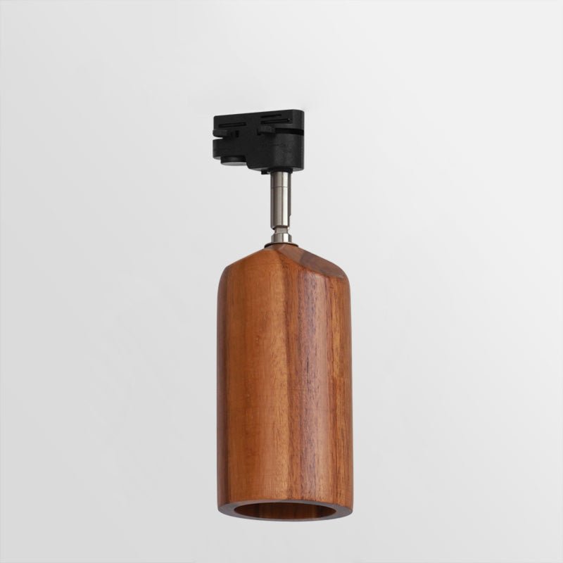 Lampa szynowa z drewnianymi kloszami
