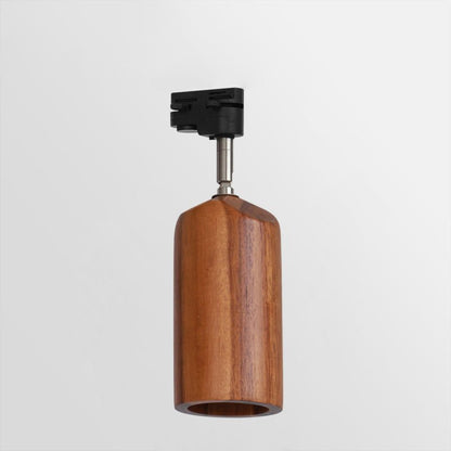 Lampa szynowa z drewnianymi kloszami