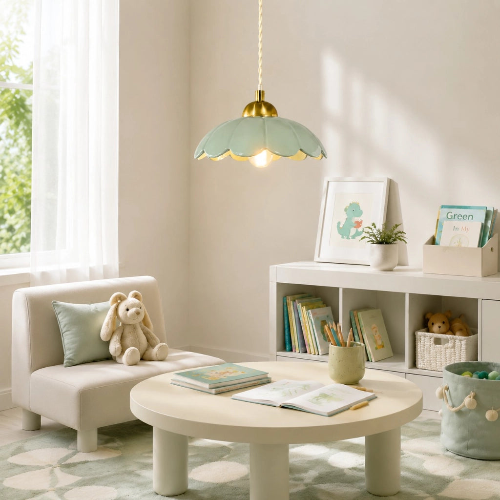 Ceramic flower pendant lamp