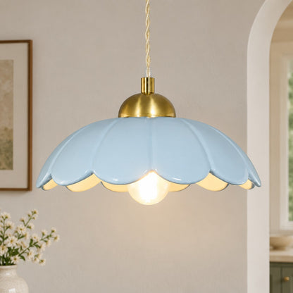 Ceramic flower pendant lamp