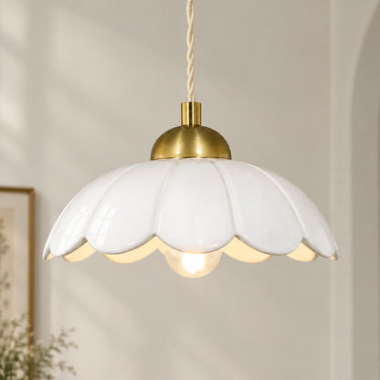 Ceramic flower pendant lamp