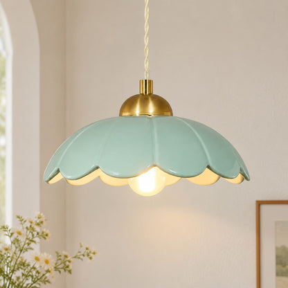 Ceramic flower pendant lamp