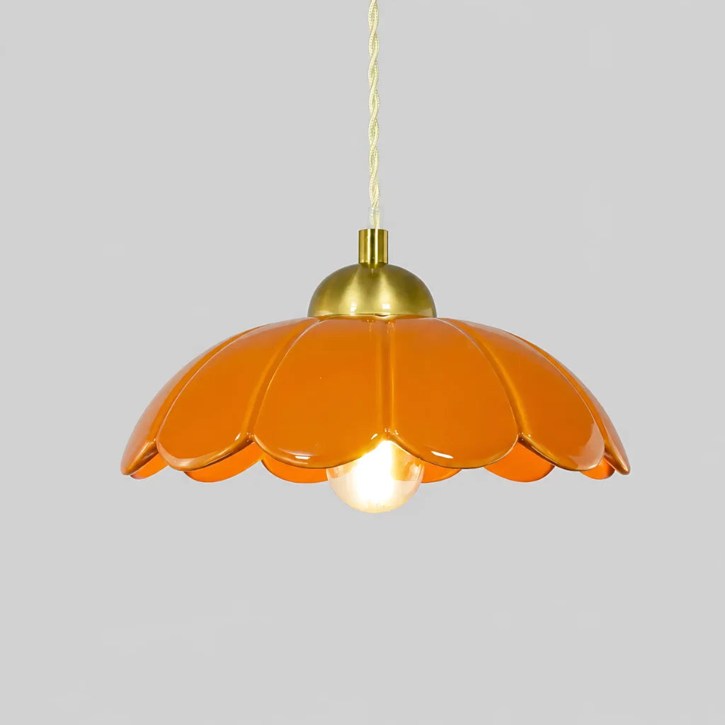 Ceramic flower pendant lamp