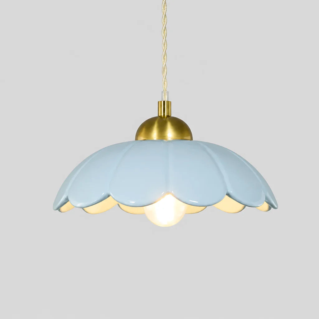 Ceramic flower pendant lamp