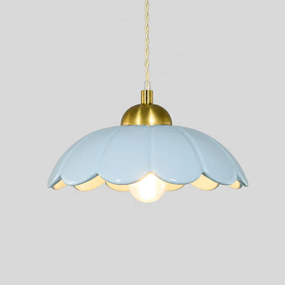 Ceramic flower pendant lamp