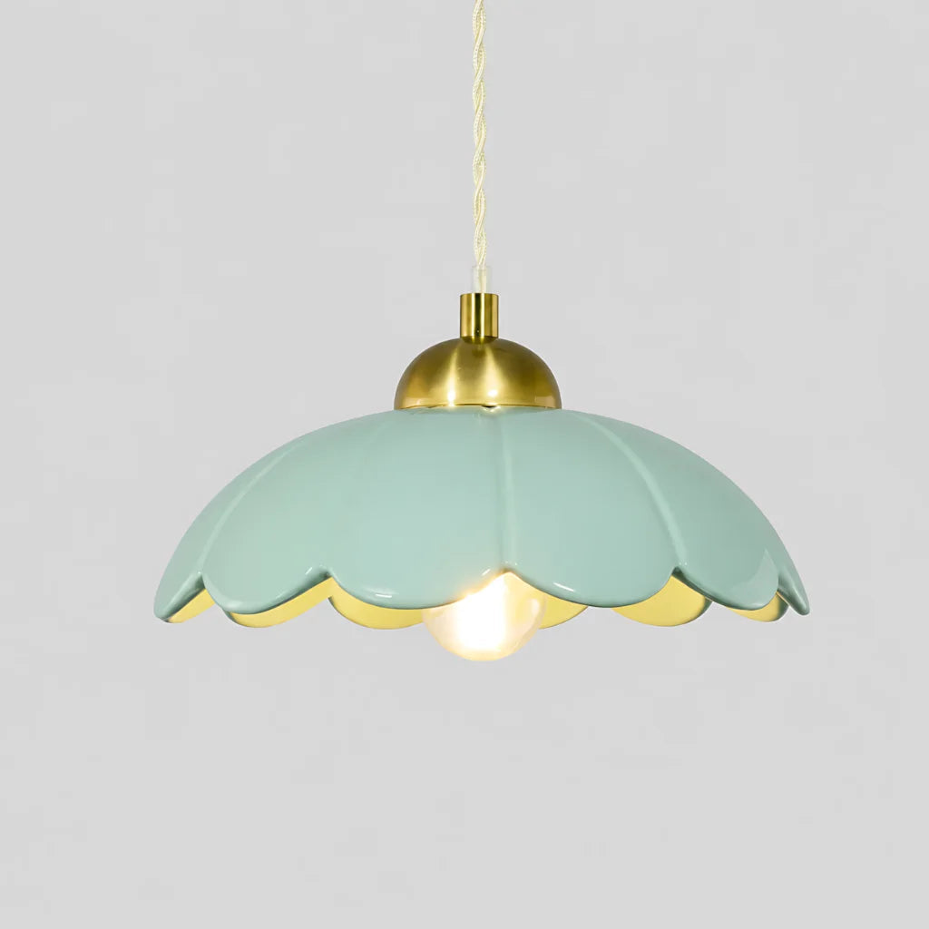 Ceramic flower pendant lamp