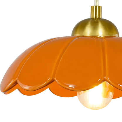 Ceramic flower pendant lamp