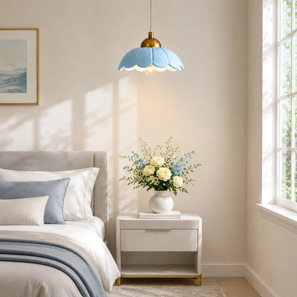 Ceramic flower pendant lamp