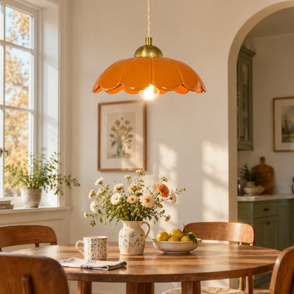 Ceramic flower pendant lamp