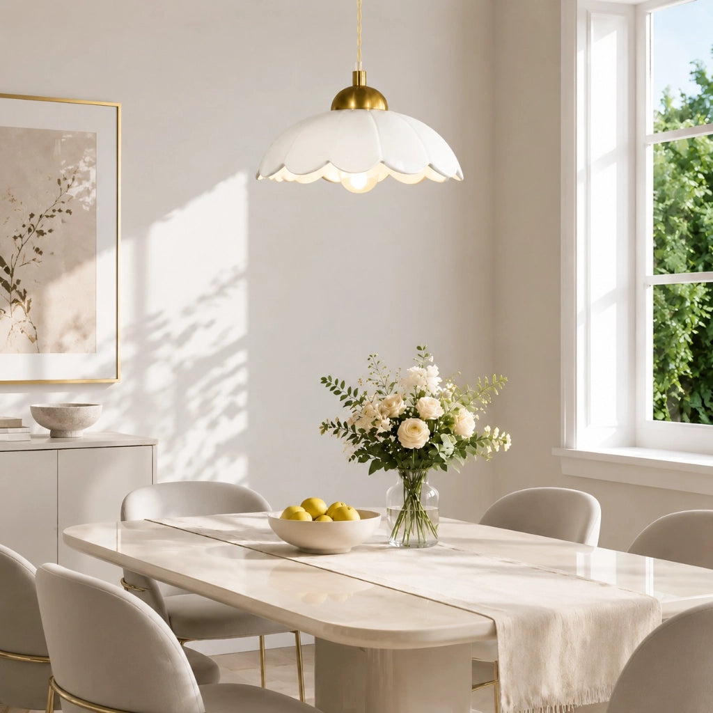 Ceramic flower pendant lamp