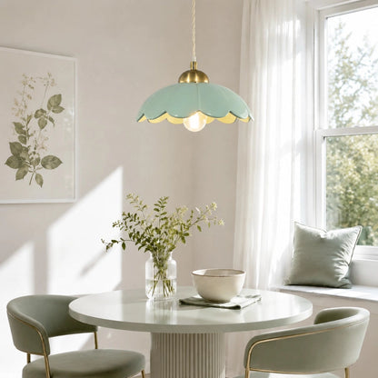 Ceramic flower pendant lamp