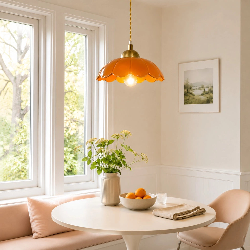 Ceramic flower pendant lamp