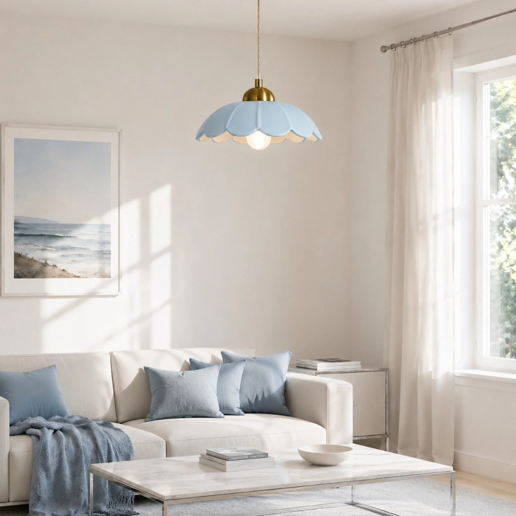 Ceramic flower pendant lamp